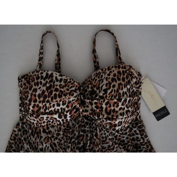 Profile x Gottex Plus Sz 18W Leopard Printed Flyaway One Piece Swimsuit $178 - Picture 5 of 9